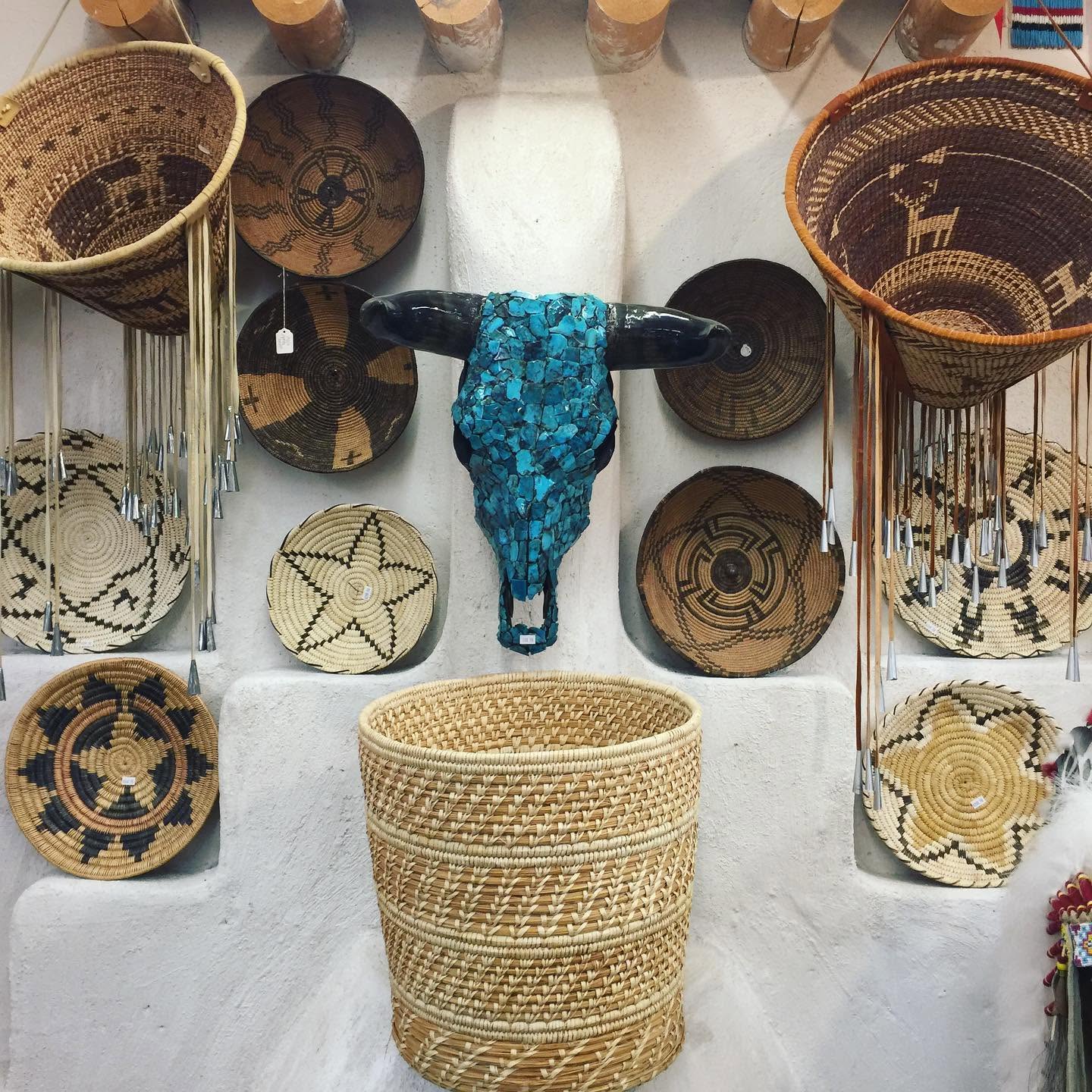 Hand-woven Native American baskets